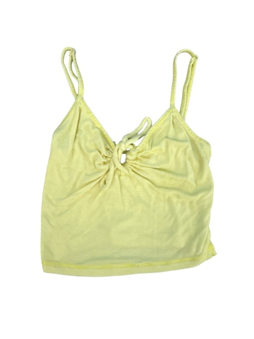 Out From Under Little Girls Yellow Tie-Front Ribbed Cami Tank Top with Bow Used